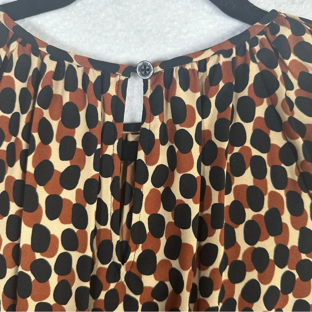 Kate Spade Dotty Spin Leopard Dress J219 Womens Medium Smocked Waist Fit‎ Flare